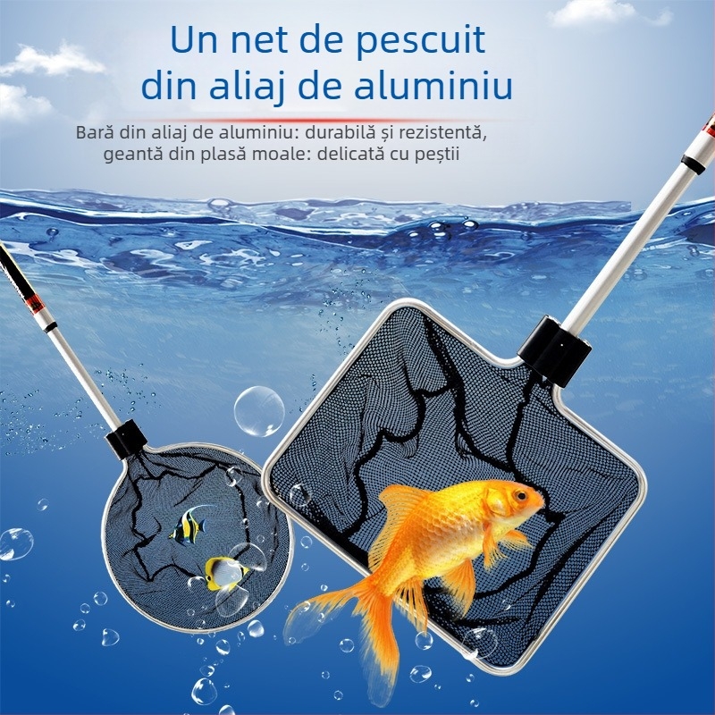 Plasă telescopică pentru acvariu, din aliaj de aluminiu, cu plasă poliester, 500 g, echipament pentru acvariu