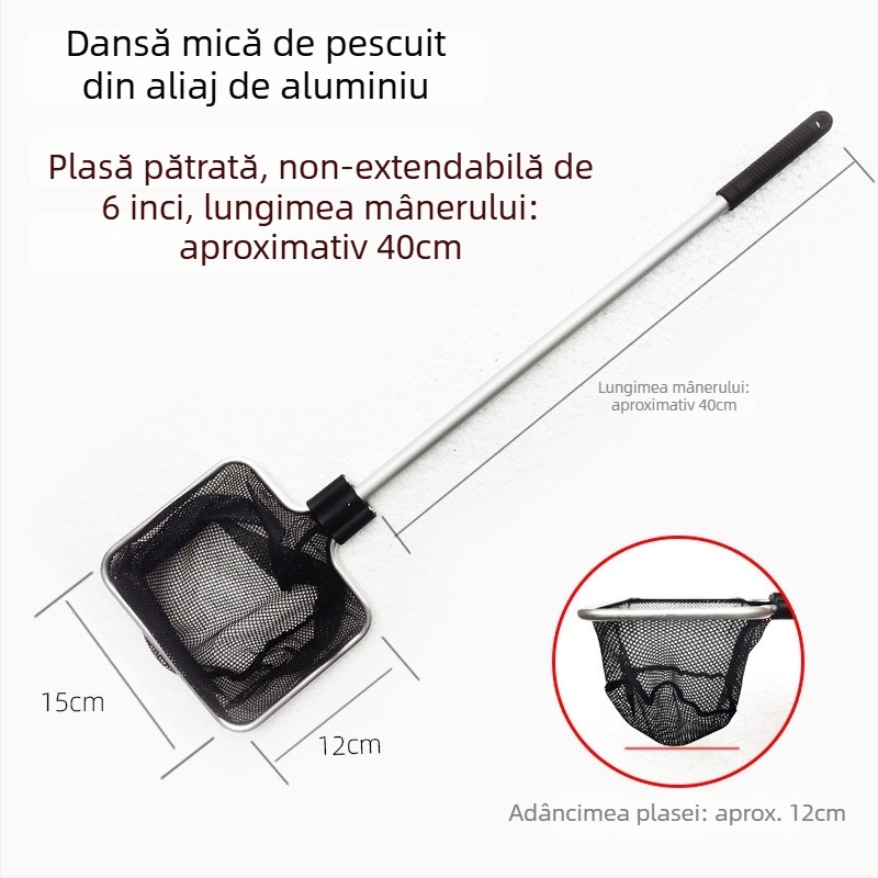 Plasă telescopică pentru acvariu, din aliaj de aluminiu, cu plasă poliester, 500 g, echipament pentru acvariu