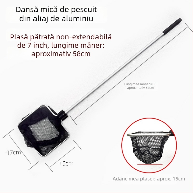 Plasă telescopică pentru acvariu, din aliaj de aluminiu, cu plasă poliester, 500 g, echipament pentru acvariu
