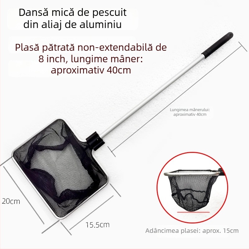Plasă telescopică pentru acvariu, din aliaj de aluminiu, cu plasă poliester, 500 g, echipament pentru acvariu