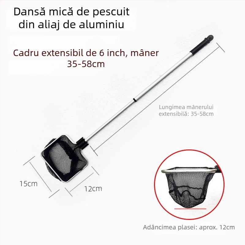 Plasă telescopică pentru acvariu, din aliaj de aluminiu, cu plasă poliester, 500 g, echipament pentru acvariu