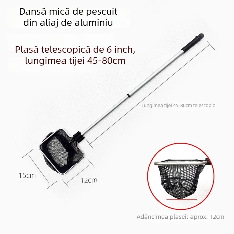 Plasă telescopică pentru acvariu, din aliaj de aluminiu, cu plasă poliester, 500 g, echipament pentru acvariu