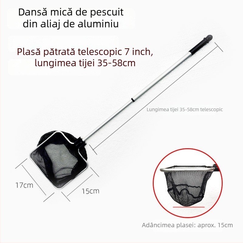 Plasă telescopică pentru acvariu, din aliaj de aluminiu, cu plasă poliester, 500 g, echipament pentru acvariu