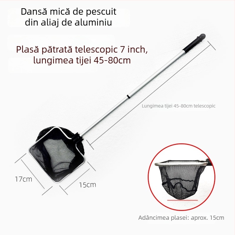 Plasă telescopică pentru acvariu, din aliaj de aluminiu, cu plasă poliester, 500 g, echipament pentru acvariu