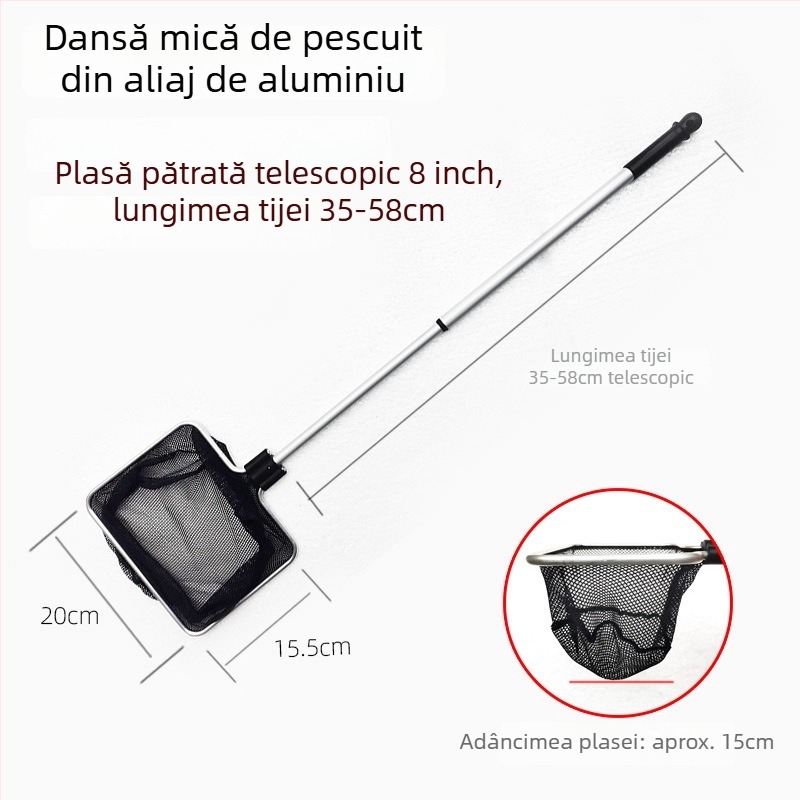 Plasă telescopică pentru acvariu, din aliaj de aluminiu, cu plasă poliester, 500 g, echipament pentru acvariu