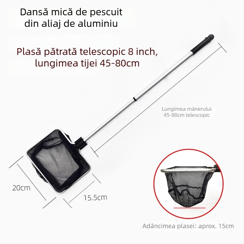 Plasă telescopică pentru acvariu, din aliaj de aluminiu, cu plasă poliester, 500 g, echipament pentru acvariu
