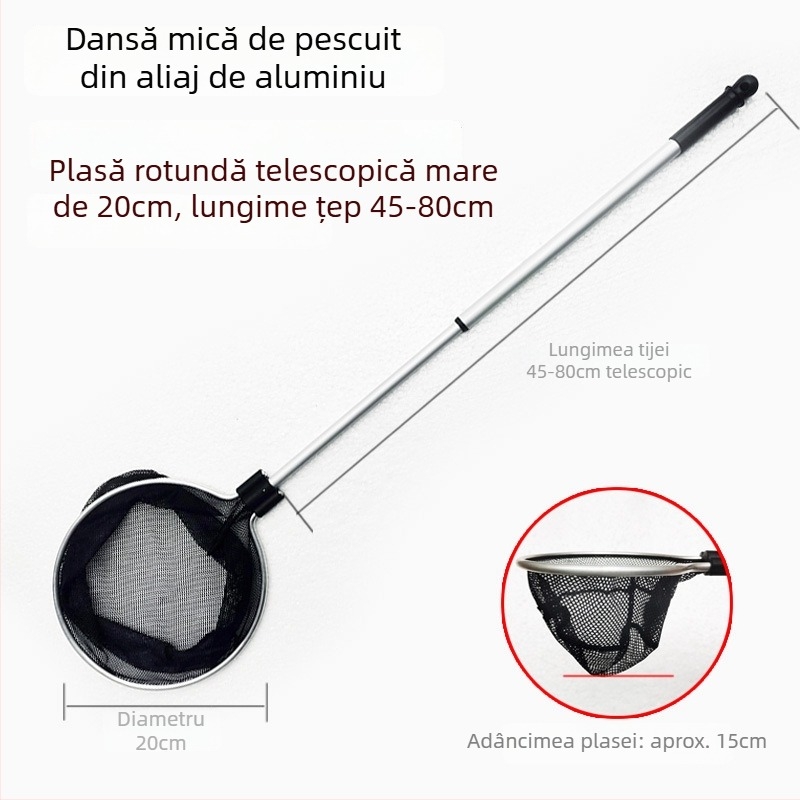 Plasă telescopică pentru acvariu, din aliaj de aluminiu, cu plasă poliester, 500 g, echipament pentru acvariu