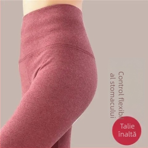 Pantaloni lungi din velur dublu pentru încălzire, talie înaltă, 90-95% poliester