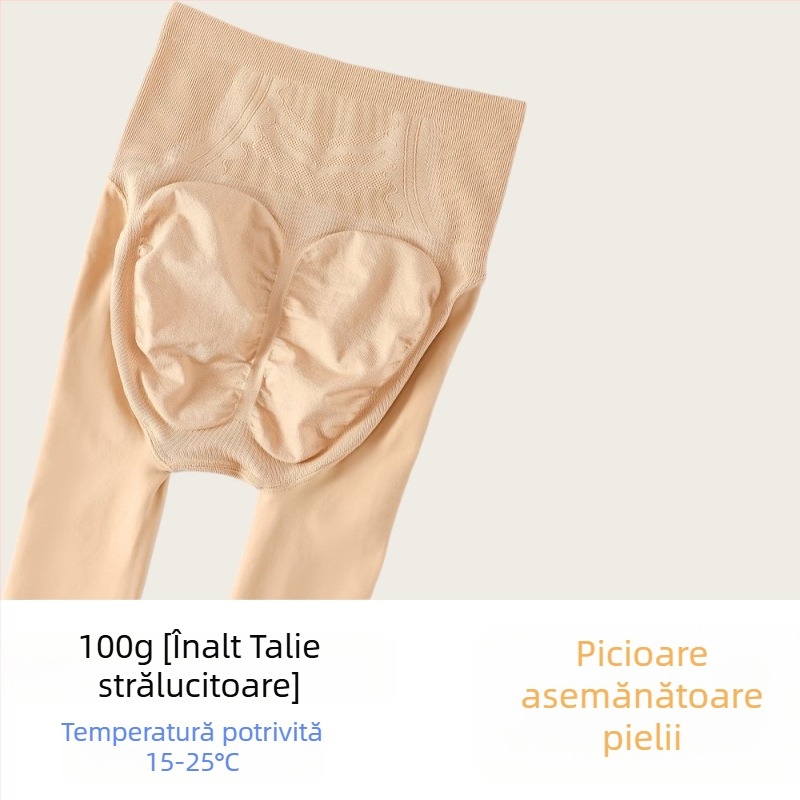 Colanți din nylon cu căptușeală fleece, groși, talie înaltă, ridicare fesieri, modelare picioare, pentru iarnă