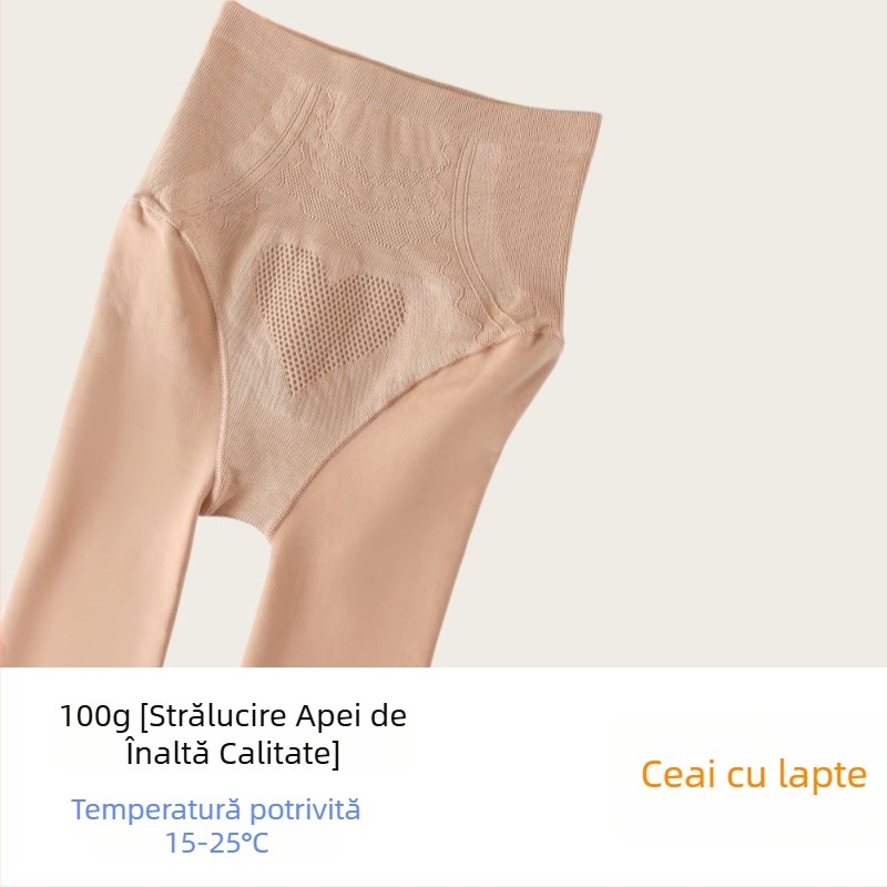 Colanți din nylon cu căptușeală fleece, groși, talie înaltă, ridicare fesieri, modelare picioare, pentru iarnă