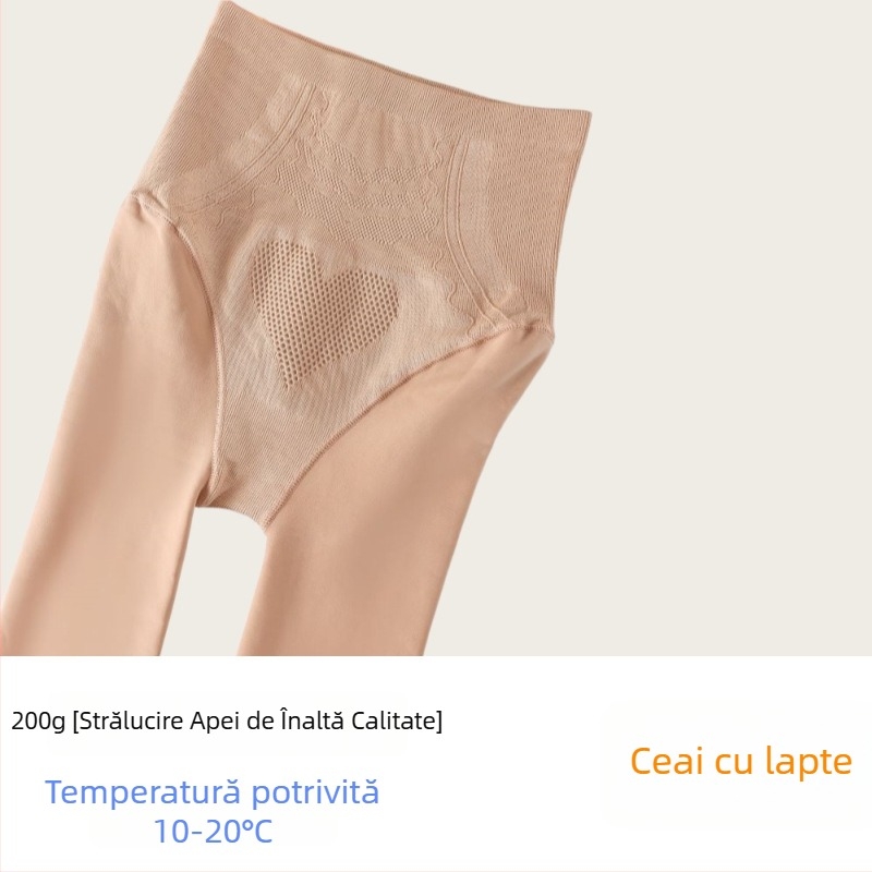 Colanți din nylon cu căptușeală fleece, groși, talie înaltă, ridicare fesieri, modelare picioare, pentru iarnă