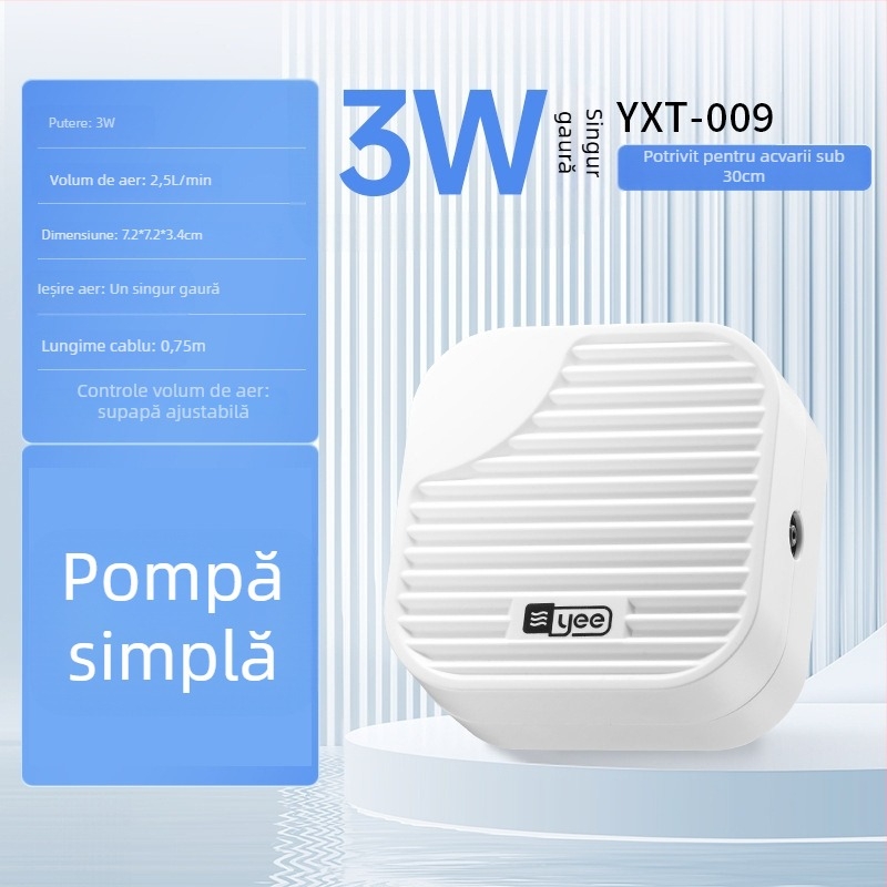 yee Pompa de oxigen pentru acvariu – aerator silențios, pentru uz casnic, greutate 0,5 kg