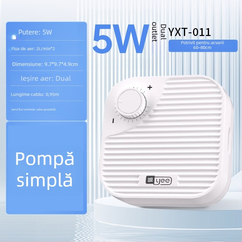 yee Pompa de oxigen pentru acvariu – aerator silențios, pentru uz casnic, greutate 0,5 kg