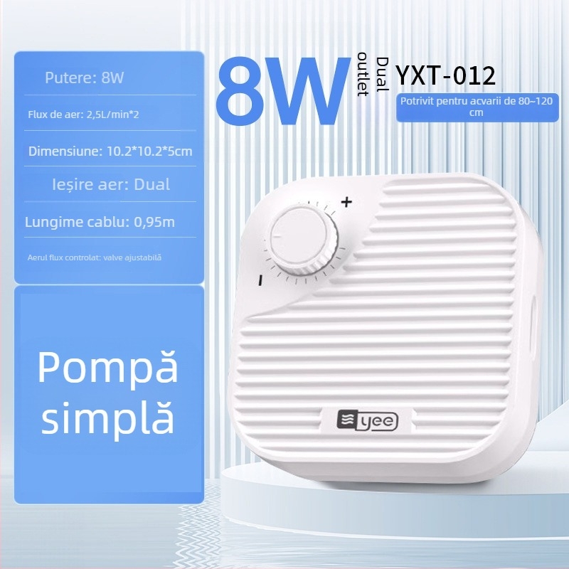 yee Pompa de oxigen pentru acvariu – aerator silențios, pentru uz casnic, greutate 0,5 kg