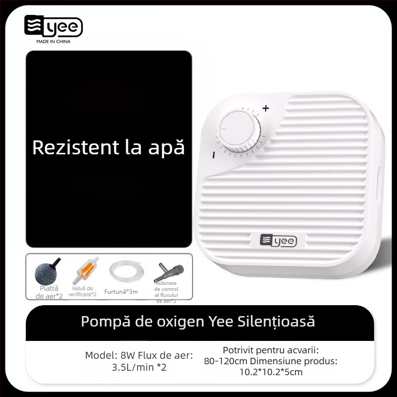 yee Pompa de oxigen pentru acvariu – aerator silențios, pentru uz casnic, greutate 0,5 kg