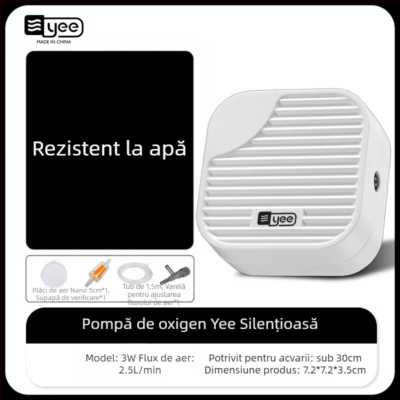 yee Pompa de oxigen pentru acvariu – aerator silențios, pentru uz casnic, greutate 0,5 kg