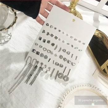 Cercei geometrici din aliaj cu finisaj micropavé, tijă din argint 925 — Behrooci