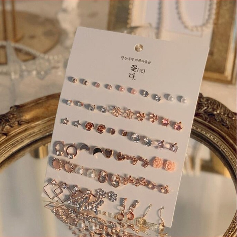 Cercei geometrici din aliaj cu finisaj micropavé, tijă din argint 925 — Behrooci