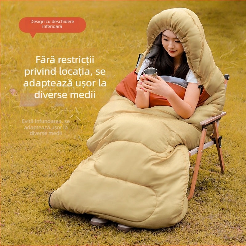 Sac de dormit pentru adulți, umplutură Space cotton, căptușeală poliester-pânză de bumbac, țesătură din bumbac, construcție tip plic