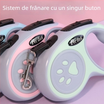 Lesă de câine retractabilă – Material PP, Reglabilă, Frână cu atingere