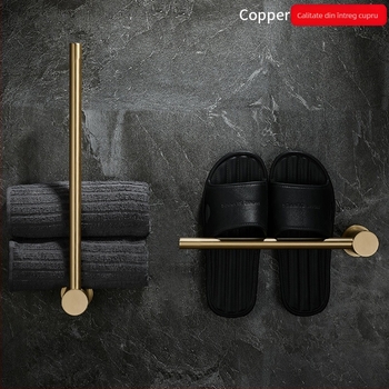 Suport de prosoape din cupru – montaj fără găuri, capacitate 10 kg, un singur strat, stil modern minimalist