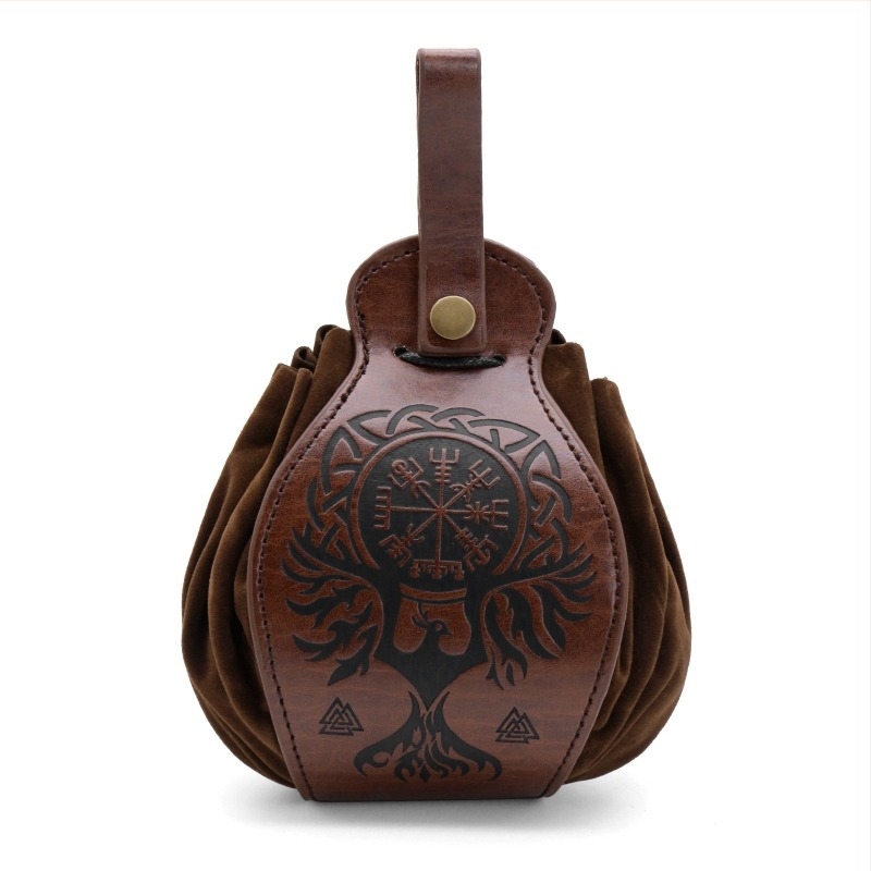 Geantă de talie pentru bărbați - piele PU, model Nordic Viking, respirabilă, ultra-ușoară, căptușeală din piele sintetică