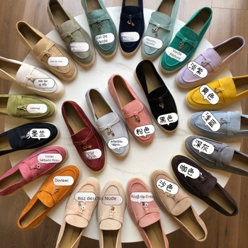 Loafers din velur de oaie; căptușeală din piele naturală; talpă TPU; toc redus 1–3 cm