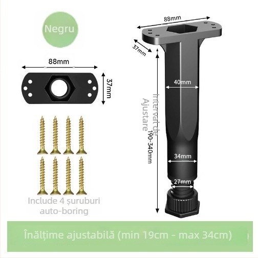 Picioare reglabile pentru mobilier – oțel inoxidabil și oțel laminat la rece; utilizare universală; stil modern minimalist; acoperire emailată în cuptor