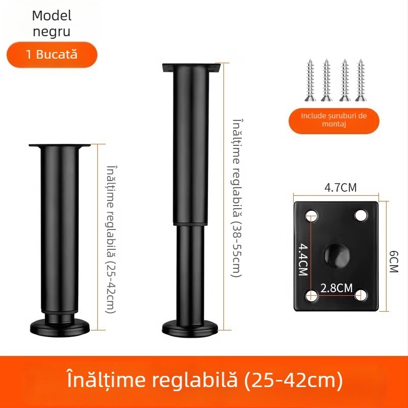 Picioare reglabile pentru mobilier – oțel inoxidabil și oțel laminat la rece; utilizare universală; stil modern minimalist; acoperire emailată în cuptor