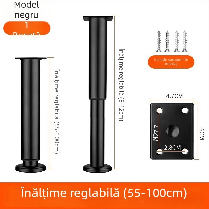 Picioare reglabile pentru mobilier – oțel inoxidabil și oțel laminat la rece; utilizare universală; stil modern minimalist; acoperire emailată în cuptor