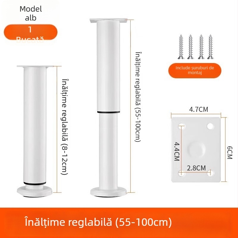 Picioare reglabile pentru mobilier – oțel inoxidabil și oțel laminat la rece; utilizare universală; stil modern minimalist; acoperire emailată în cuptor