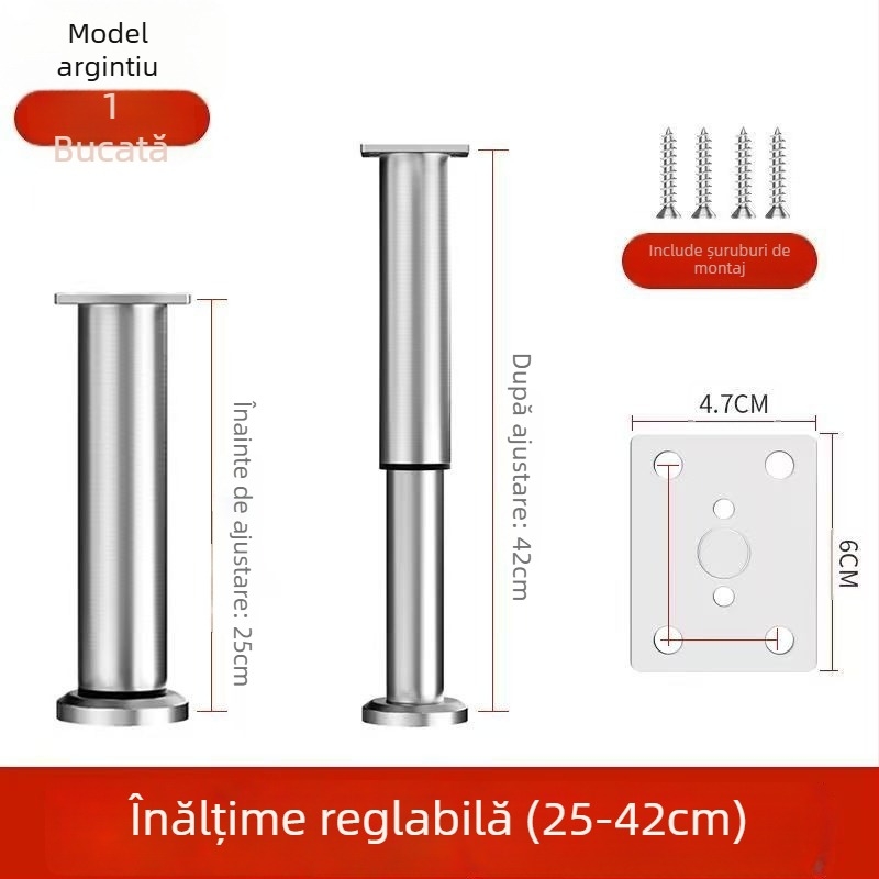 Picioare reglabile pentru mobilier – oțel inoxidabil și oțel laminat la rece; utilizare universală; stil modern minimalist; acoperire emailată în cuptor