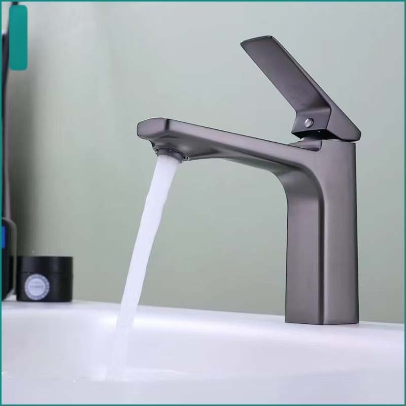 Robinet de baie din cupru pentru chiuvetă, montaj sub blat, amestecător, miez cu disc ceramic, montaj tip șa