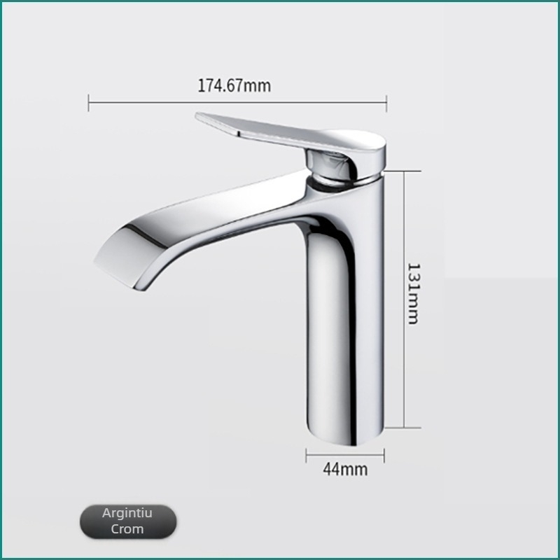 Robinet de baie din cupru pentru chiuvetă, montaj sub blat, amestecător, miez cu disc ceramic, montaj tip șa