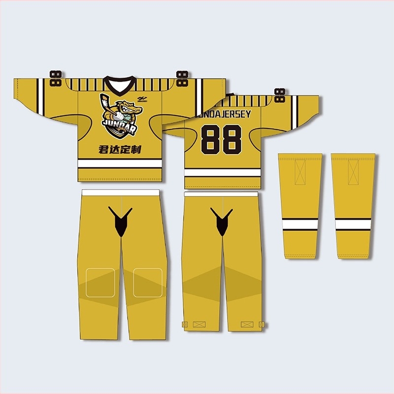 Uniformă sublimată de hochei pe gheață, croială lejeră, mânecă lungă, design personalizat, pentru antrenamente și competiții, 100% poliester, căptușeală: amestec fibre sintetice 100%