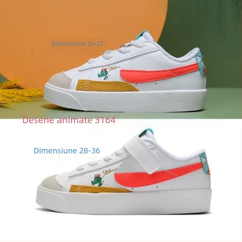 Pantofi sport pentru copii NK Trailblazer Graffiti cu Velcro - talpă joasă, exterior din piele, talpă din piele, închidere Velcro, uz zilnic