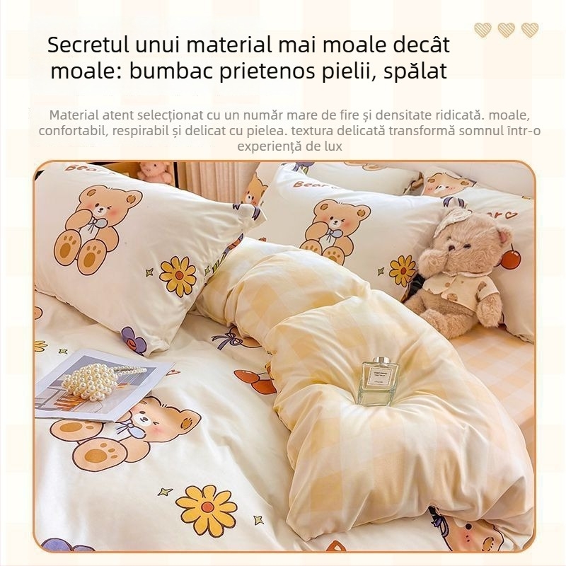 Sunny Day set lenjerie de pat, patru piese, poliester, desen animat, imprimare reactiva