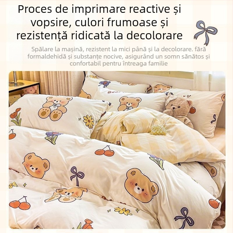 Sunny Day set lenjerie de pat, patru piese, poliester, desen animat, imprimare reactiva