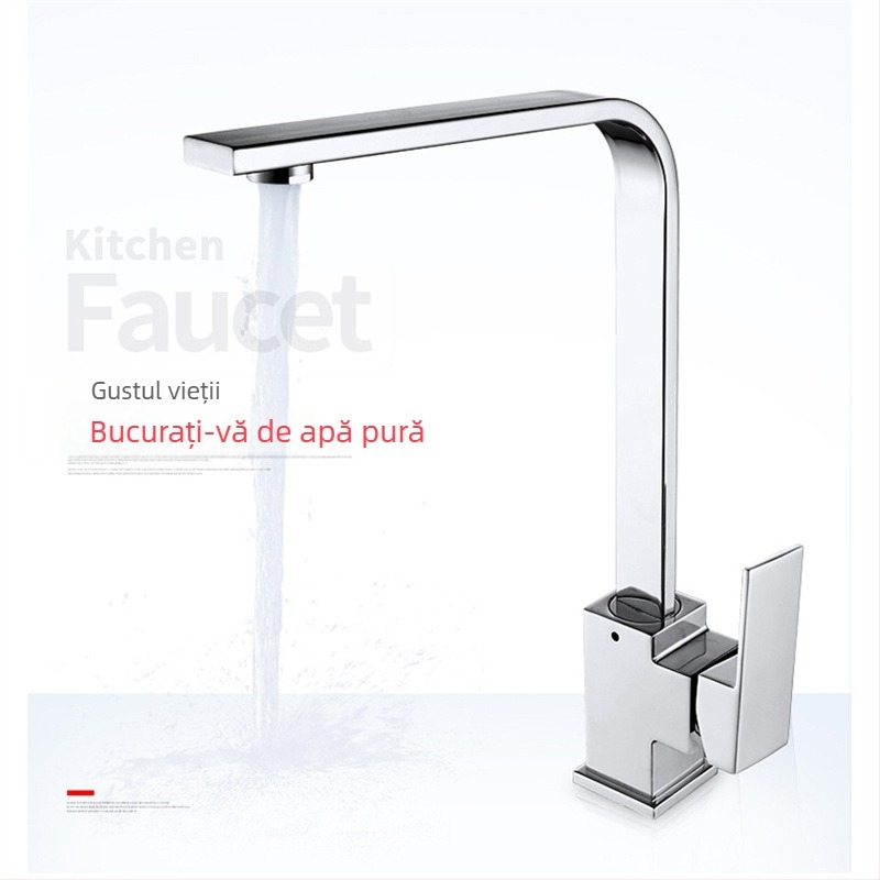 Robinet de bucătărie pentru chiuvetă, robinet rotativ, din aliaj de cupru, disc ceramic al valvei, model SM-S58158, diametru șa 30 mm, intrare/ieșire 14 mm, cu o singură mână, temperatură de lucru 1–90°C