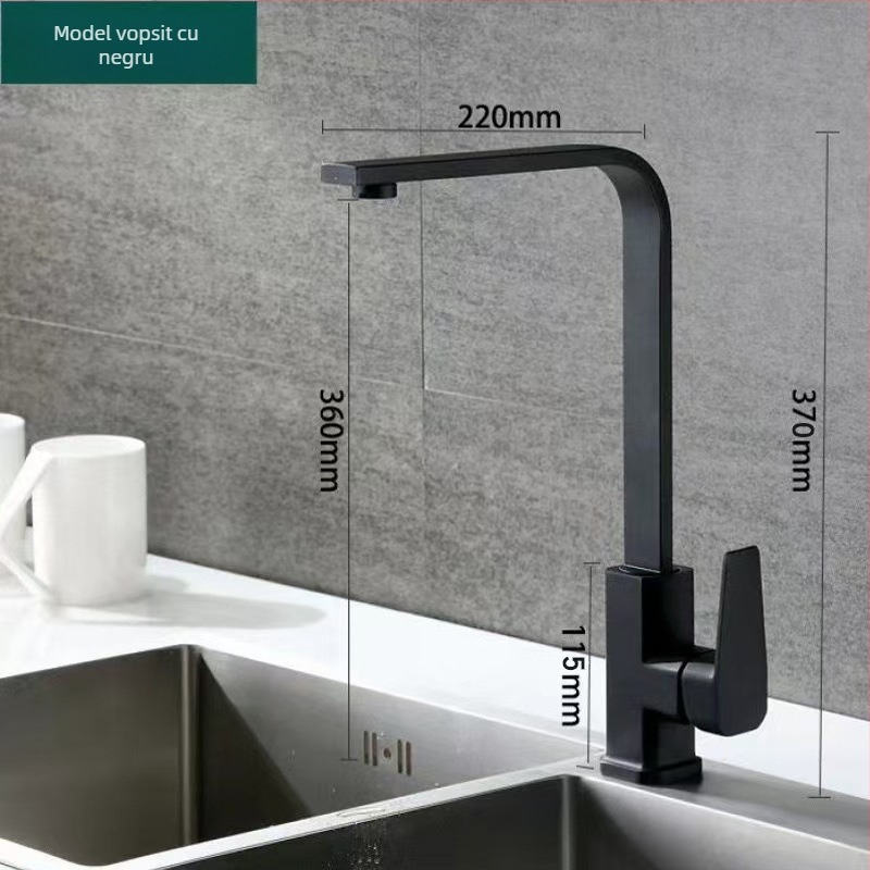 Robinet de bucătărie pentru chiuvetă, robinet rotativ, din aliaj de cupru, disc ceramic al valvei, model SM-S58158, diametru șa 30 mm, intrare/ieșire 14 mm, cu o singură mână, temperatură de lucru 1–90°C