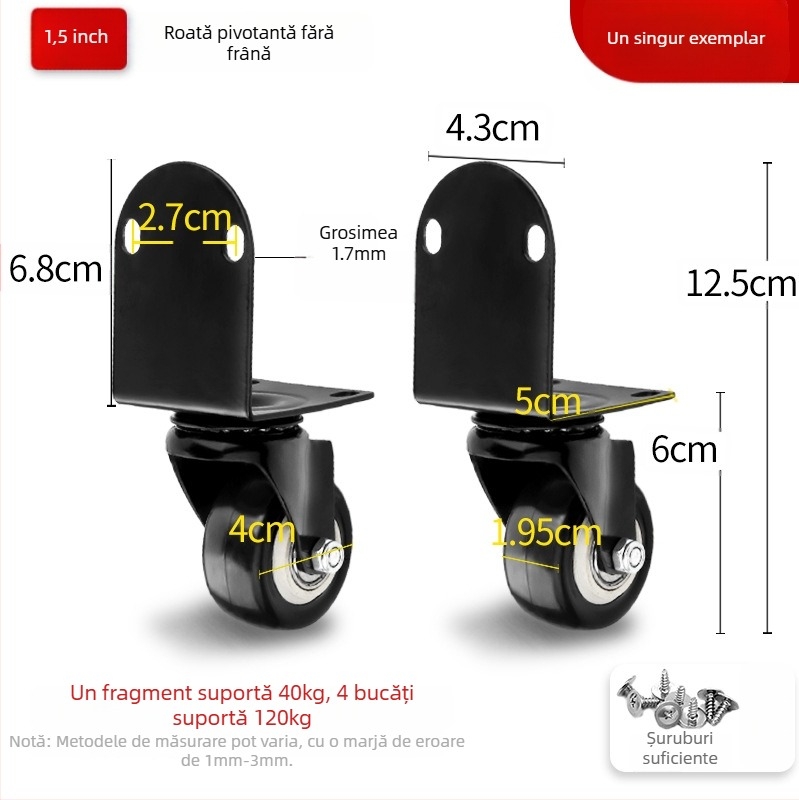 Ringing Roată direcțională din PU pentru valiză — rezistentă la uzură, suprafață din cauciuc, accesorii bagaje
