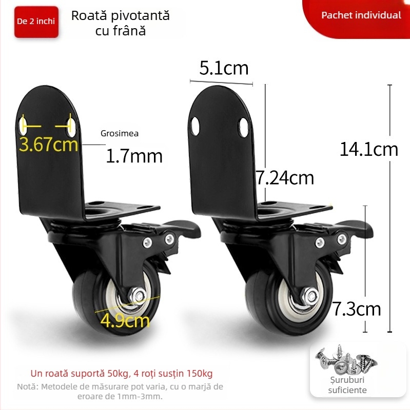 Ringing Roată direcțională din PU pentru valiză — rezistentă la uzură, suprafață din cauciuc, accesorii bagaje