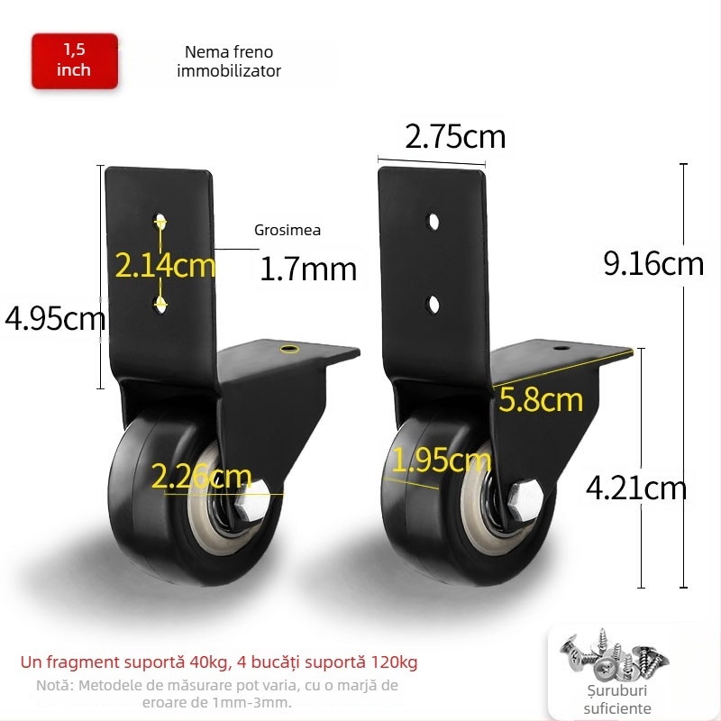 Ringing Roată direcțională din PU pentru valiză — rezistentă la uzură, suprafață din cauciuc, accesorii bagaje