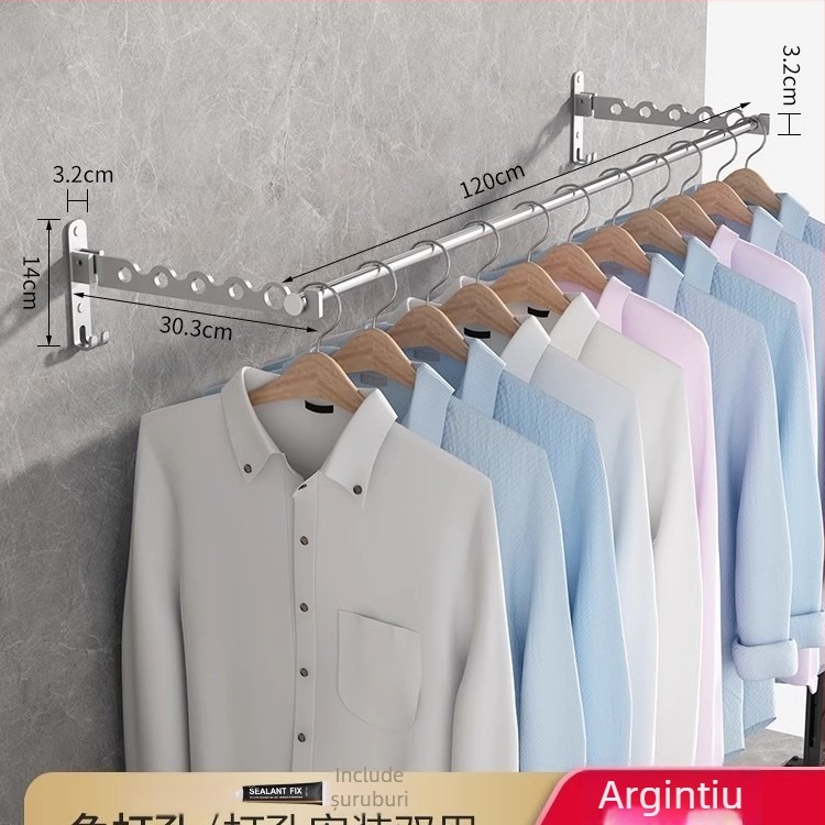 Bară de uscat haine montată pe perete – aliaj de aluminiu, stil modern minimalist, brand LGC