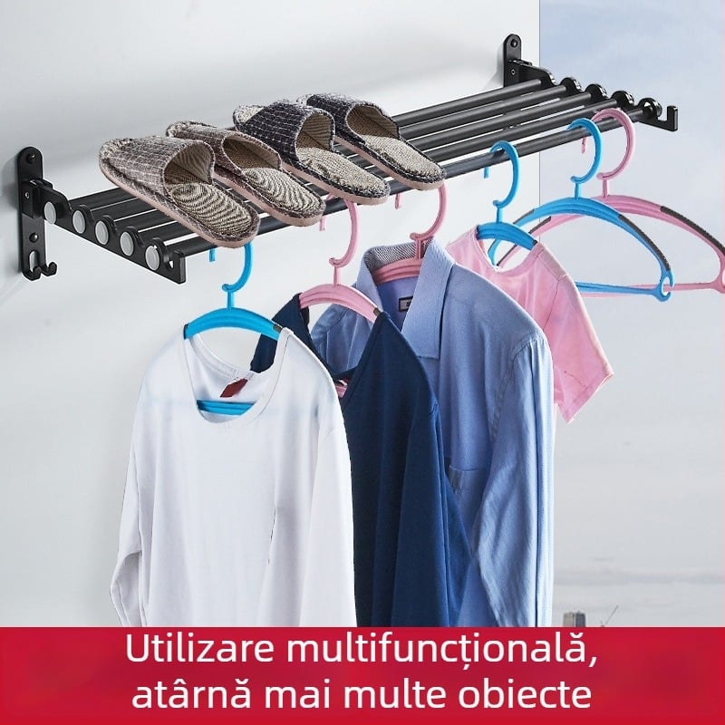 Bară de uscat haine montată pe perete – aliaj de aluminiu, stil modern minimalist, brand LGC