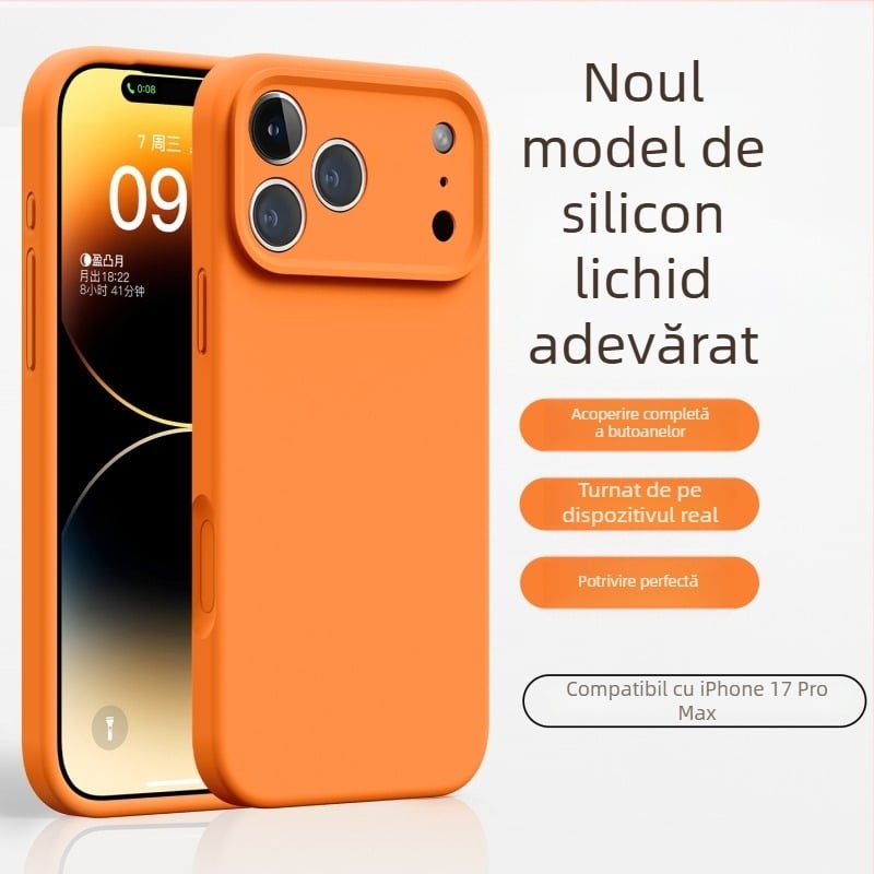 Carcasă pentru iPhone 17 Pro Max din silicon lichid, acoperire completă, protecție anti-cădere, design nou