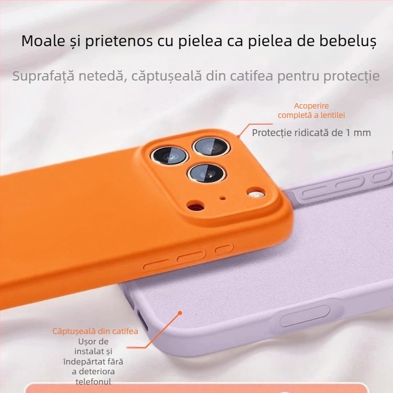 Carcasă pentru iPhone 17 Pro Max din silicon lichid, acoperire completă, protecție anti-cădere, design nou