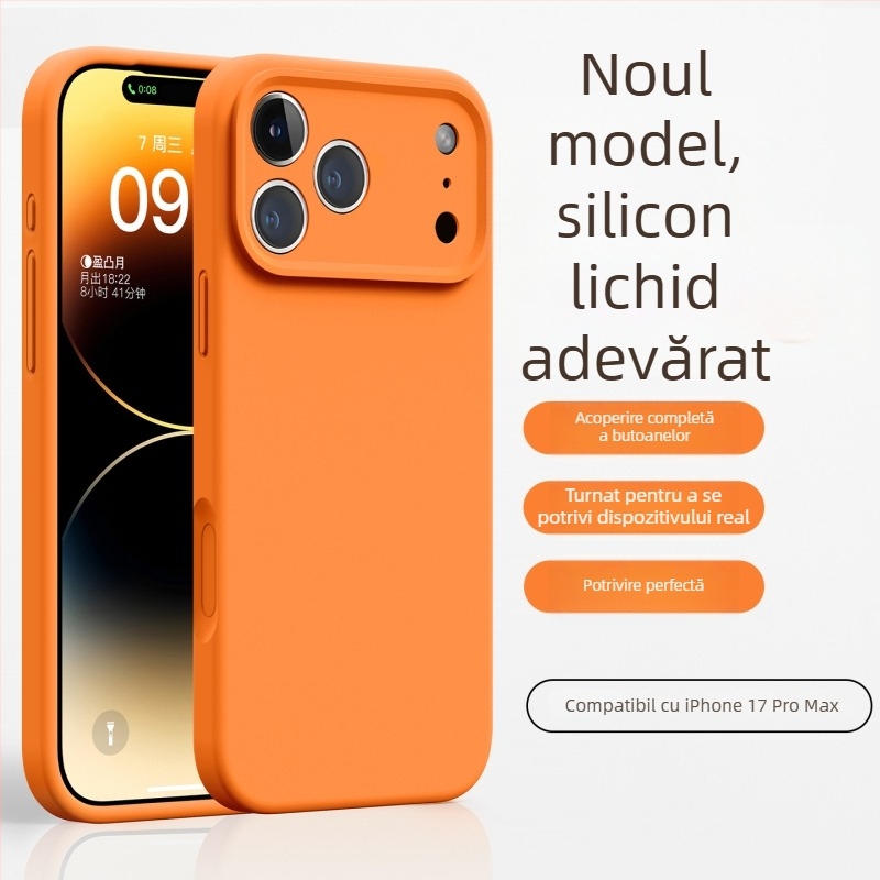 Carcasă pentru iPhone 17 Pro Max din silicon lichid, acoperire completă, protecție anti-cădere, design nou