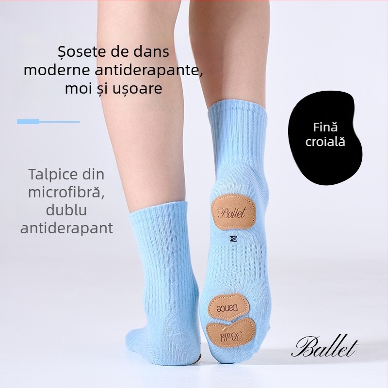 Șosete de dans pentru copii cu talpă antiaderentă, brand Yixlw, 70–80% conținut de bumbac