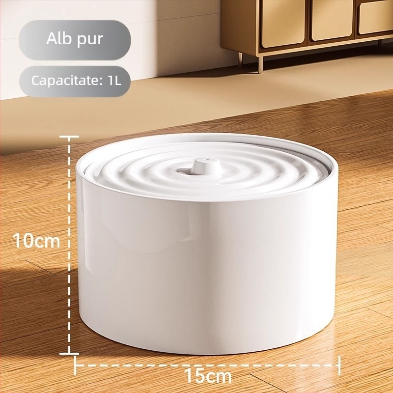 Distribuitor ceramic pentru apă de pisică, încălzire la temperatură constantă și alimentare automată, capacitate 1,5 L, greutate 750 g